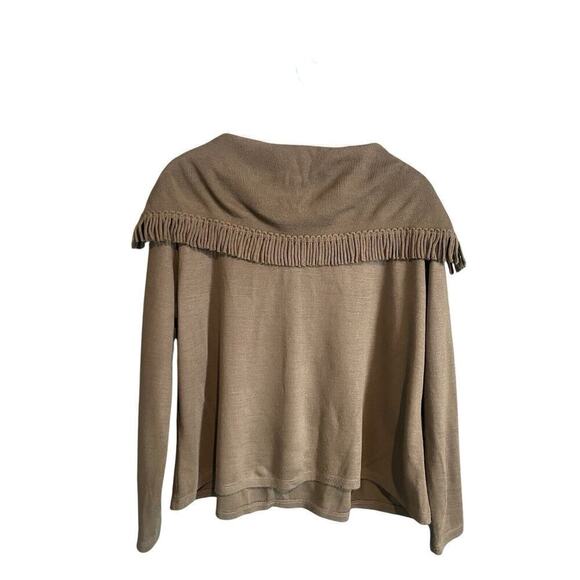 Vintage Green Sweater with Fringe Size XL 90s Boho Miss Dorby - Picture 3 of 5